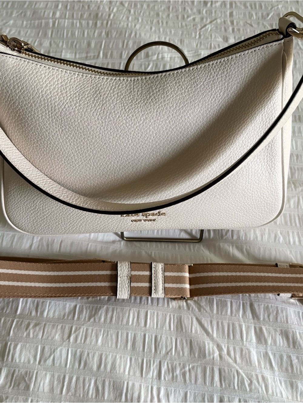 Kate Spade Rosie Parchment Pebbled Leather Shoulder/Crossbody Bag